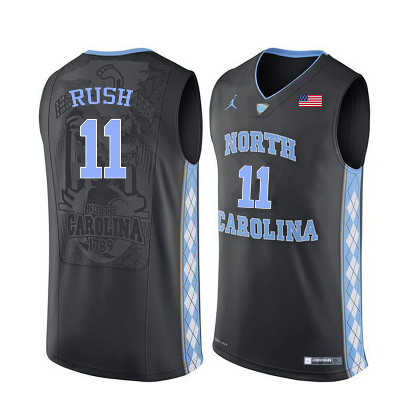 Men North Carolina Tar Heels #11 Shea Rush College Basketball Jerseys Sale-Black